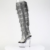 Preto 18 cm pole dance exotic overknee botas com franjas strass