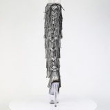 Preto 18 cm pole dance exotic overknee botas com franjas strass