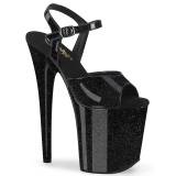 Preto 20 cm FLAMINGO-809GP glitter plataforma zapatos mulher