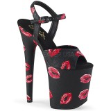 Preto 20 cm FLAMINGO-809KISSES saltos altos pleaser com plataforma