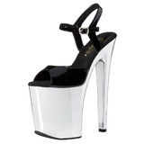 Preto 20 cm Pleaser XTREME-809 Saltos Altos Cromo Plataforma