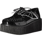 Preto 7,5 cm CREEPER-205 sapatos creepers mulher - asas de morcego