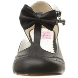 Preto 7,5 cm retro vintage FLAPPER-11 Pinup sapatos scarpin com saltos baixos