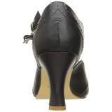 Preto 7,5 cm retro vintage FLAPPER-11 Pinup sapatos scarpin com saltos baixos