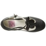 Preto 7,5 cm retro vintage FLAPPER-11 Pinup sapatos scarpin com saltos baixos