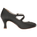Preto 7,5 cm retro vintage FLAPPER-35 Pinup sapatos scarpin com saltos baixos
