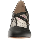 Preto 7,5 cm retro vintage FLAPPER-35 Pinup sapatos scarpin com saltos baixos