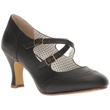 Preto 7,5 cm retro vintage FLAPPER-35 Pinup sapatos scarpin com saltos baixos
