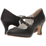 Preto 7,5 cm retro vintage FLAPPER-35 Pinup sapatos scarpin com saltos baixos