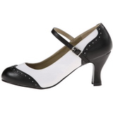 Preto Branco 7,5 cm retro vintage FLAPPER-25 sapatos scarpin salto alto