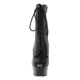 Preto Couro 15,5 cm DELIGHT-1020 Plataforma Botinha Cano Curto
