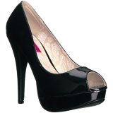 Preto Envernizado 13,5 cm CHLOE-01 numeros grandes scarpin mulher