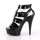 Preto Envernizado 15 cm DELIGHT-658 sapatos pleaser de salto alto