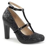 Preto Glitter 10 cm QUEEN-01 numeros grandes scarpin mulher