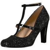 Preto Glitter 10 cm QUEEN-01 numeros grandes scarpin mulher