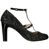 Preto Glitter 10 cm QUEEN-01 numeros grandes scarpin mulher
