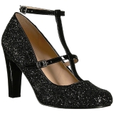 Preto Glitter 10 cm QUEEN-01 numeros grandes scarpin mulher