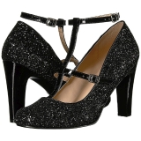 Preto Glitter 10 cm QUEEN-01 numeros grandes scarpin mulher