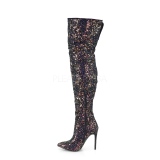 Preto Glitter 13 cm COURTLY-3015 Botas altas pleaser