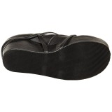 Preto Imitação Couro 13 cm POISON-25-1 botinha lolita com salto cunha