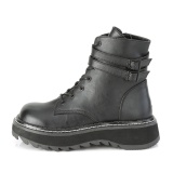 Preto Imitação Couro 3 cm LILITH-152 botinha demoniacult com plataforma