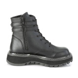 Preto Imitação Couro 3 cm LILITH-152 botinha demoniacult com plataforma