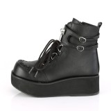 Preto Imitação Couro 6 cm SPRITE-70 botinha demoniacult com plataforma