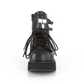 Preto Imitação Couro 6 cm SPRITE-70 botinha demoniacult com plataforma