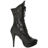 Preto Imitação couro 13,5 cm CHLOE-115 numeros grandes botinha mulher