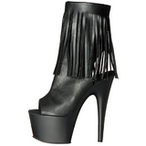 Preto Imitação de couro 18 cm ADORE-1019 botinha com franjas salto alto