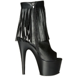 Preto Imitação de couro 18 cm ADORE-1019 botinha com franjas salto alto