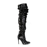 Preto Lantejoulas 13 cm COURTLY-3011 Botas altas pleaser