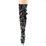 Preto Lantejoulas 15 cm DELIGHT-3004 Botas altas pleaser