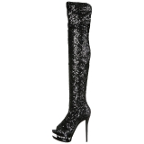 Preto Lantejoulas 15 cm PLEASER BLONDIE-R-3011 bota acima do joelho
