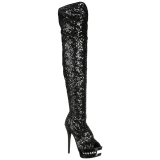 Preto Lantejoulas 15 cm PLEASER BLONDIE-R-3011 bota acima do joelho