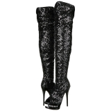 Preto Lantejoulas 15 cm PLEASER BLONDIE-R-3011 bota acima do joelho