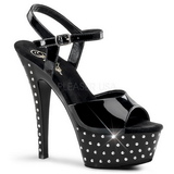 Preto Strass 15 cm STARDUST-609 calçados femininos com salto alto