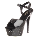 Preto Strass 15 cm STARDUST-609 calçados femininos com salto alto