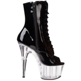 Preto Transparente 18 cm ADORE-1021 botinha plataforma salto alto
