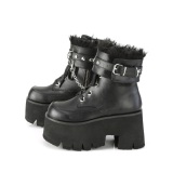 Preto Vegan 9 cm ASHES-57 lolita botinha com salto grosso plataforma