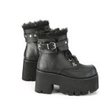 Preto Vegan 9 cm ASHES-57 lolita botinha com salto grosso plataforma