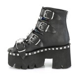 Preto Vegan 9 cm ASHES-70 lolita botinha com salto grosso plataforma
