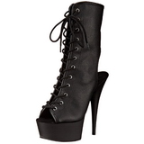 Preto Vegano 15,5 cm DELIGHT-1016 Botinha Feminino Open Toe