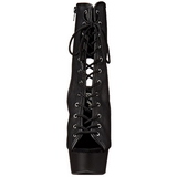 Preto Vegano 15,5 cm DELIGHT-1016 Botinha Feminino Open Toe