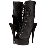Preto Vegano 15,5 cm DELIGHT-1016 Botinha Feminino Open Toe