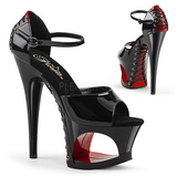 Preto Vermelho 18 cm MOON-760FH Espartilho Sapatos Salto Alto