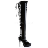 Preto Verniz 13,5 cm INDULGE-3063 Botas Ate A Coxa para Homens