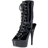 Preto Verniz 15,5 cm DELIGHT-1016 Botinha Feminino Open Toe