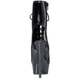 Preto Verniz 15,5 cm DELIGHT-1016 Botinha Feminino Open Toe