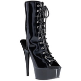 Preto Verniz 15,5 cm DELIGHT-1016 Botinha Feminino Open Toe
